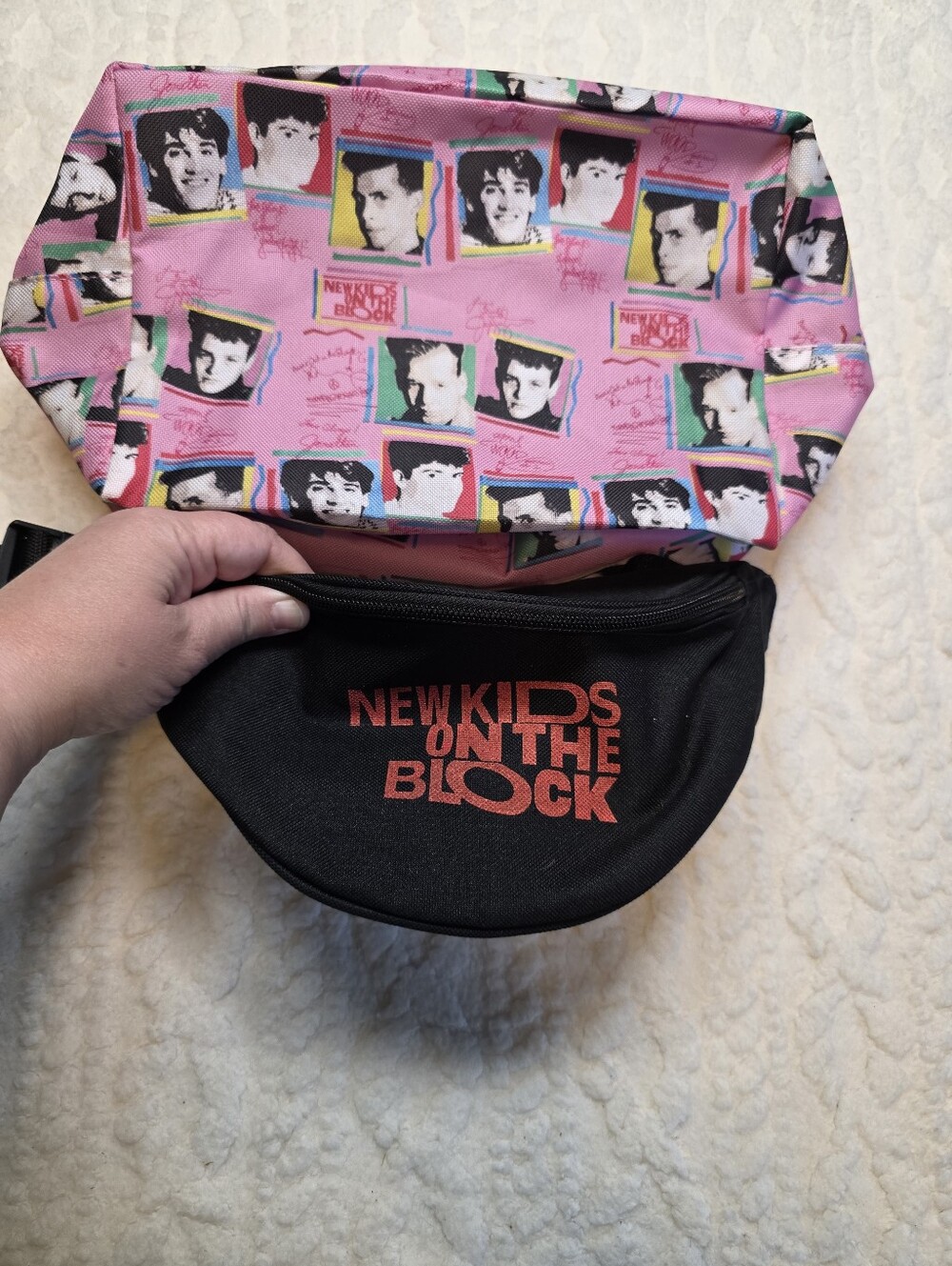 🎤 New Kids on the Block 2 Pc Bag Set Pink Tote + Black Belt Bag